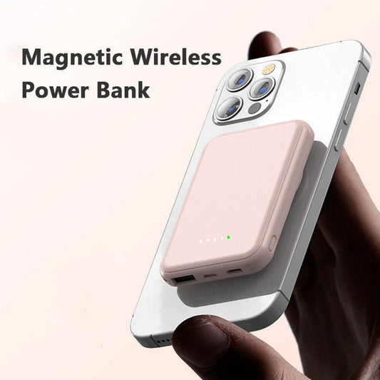 Mini Magnetic Wireless Power Bank with Fast Charging 5000mAh in various colors