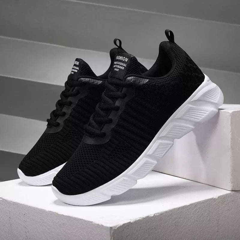 Lightweight mesh casual sports shoes in purple, black, pink, and rose red with rubber soles