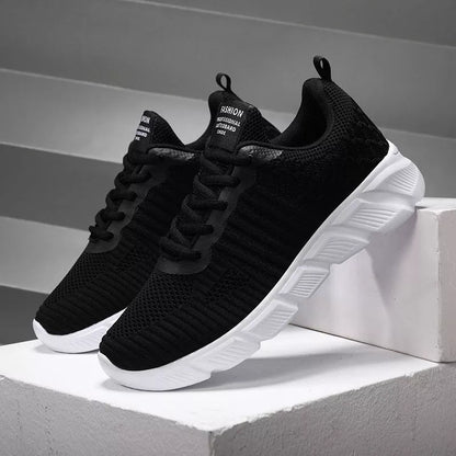 Lightweight mesh casual sports shoes in purple, black, pink, and rose red with rubber soles