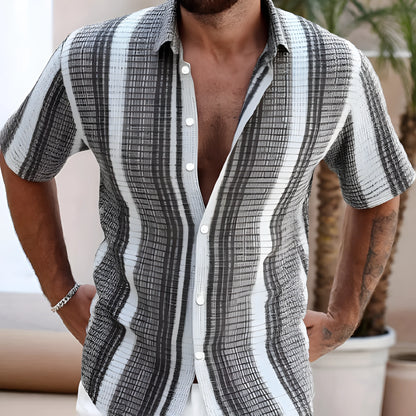Men's slim fit short sleeve shirt with colourful 3D digital floral print on polyester fabric
