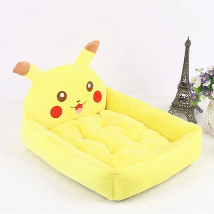 Cartoon-style soft pet bed sofa for small dogs and cats with a washable cover