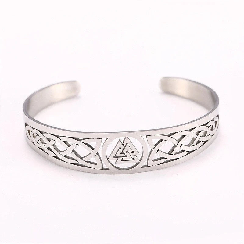 Asgard Crafted Stainless Steel Valknut and Celtic Design Bracelet in silver