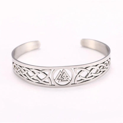 Asgard Crafted Stainless Steel Valknut and Celtic Design Bracelet in silver