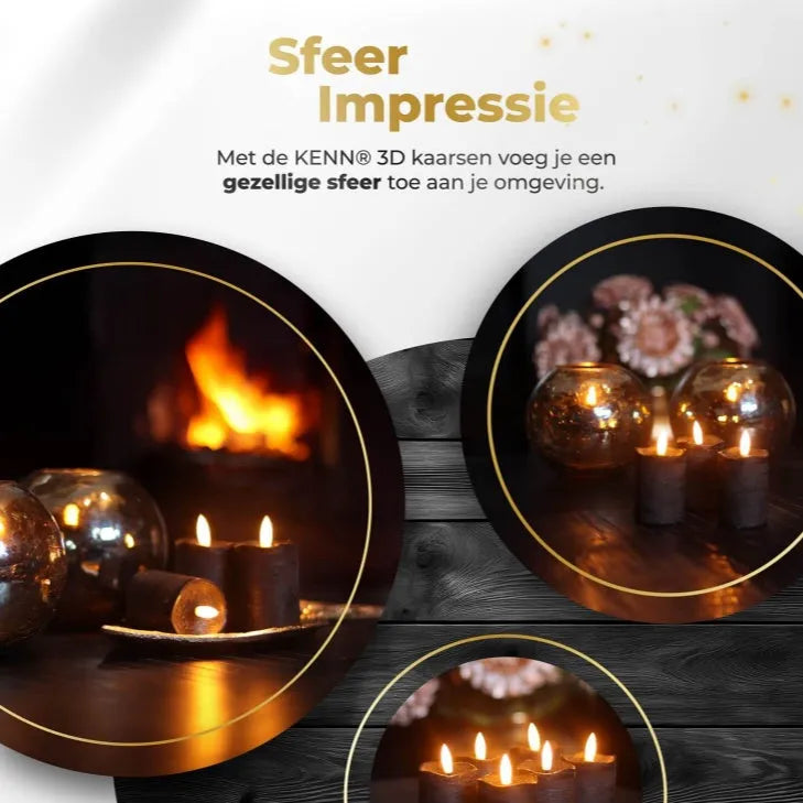 Black LED pillar candle measuring 5cm diameter by 7cm height with 4 lighting modes