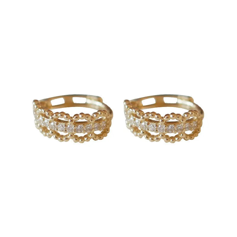 Small 925 silver ear bone stud earrings with gold or white gold electroplated finish