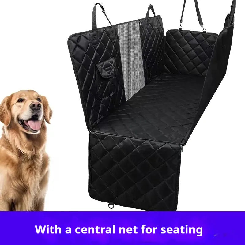 Cloth pet car cushion mat for dogs on vehicle seat in black or grey with optional mesh base