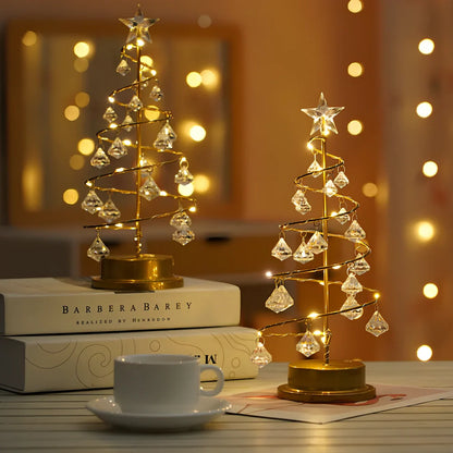 33cm tall crystal Christmas tree LED lights with warm white illumination and battery operation