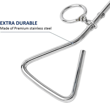 Silver spiral screw dog tie out stake for secure outdoor tethering on grass