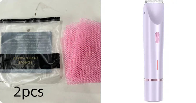 Pink 2-in-1 women's electric body hair shaver and trimmer for private pubic hair grooming