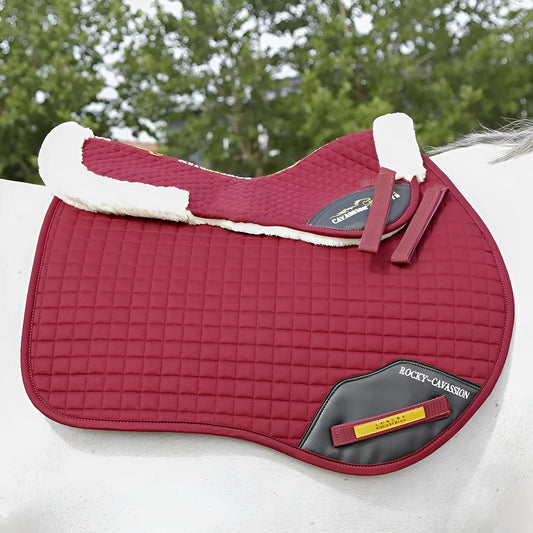 Equestrian riding saddle pad wool shock absorber in black colour with waist protection design