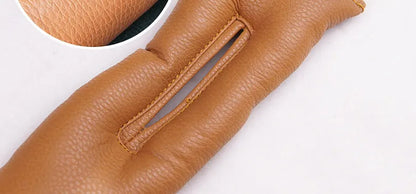PU leather car seat gap strip in black colour showing adhesive backing and flexible construction