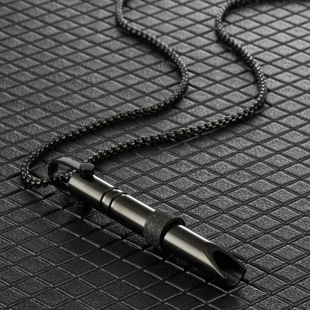 Premium Stainless Steel Meditation Necklace with Breathing Spinner and Braille Engraving for Anxiety and Stress Relief