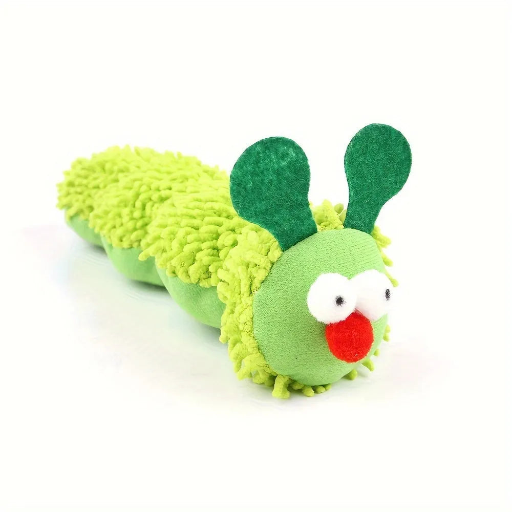 Green rechargeable interactive plush cat toy pillow for motion-activated play.