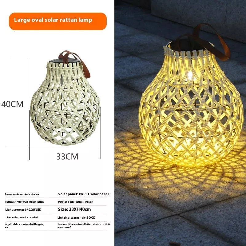 Outdoor solar lantern light with imitation bamboo design and LED lighting