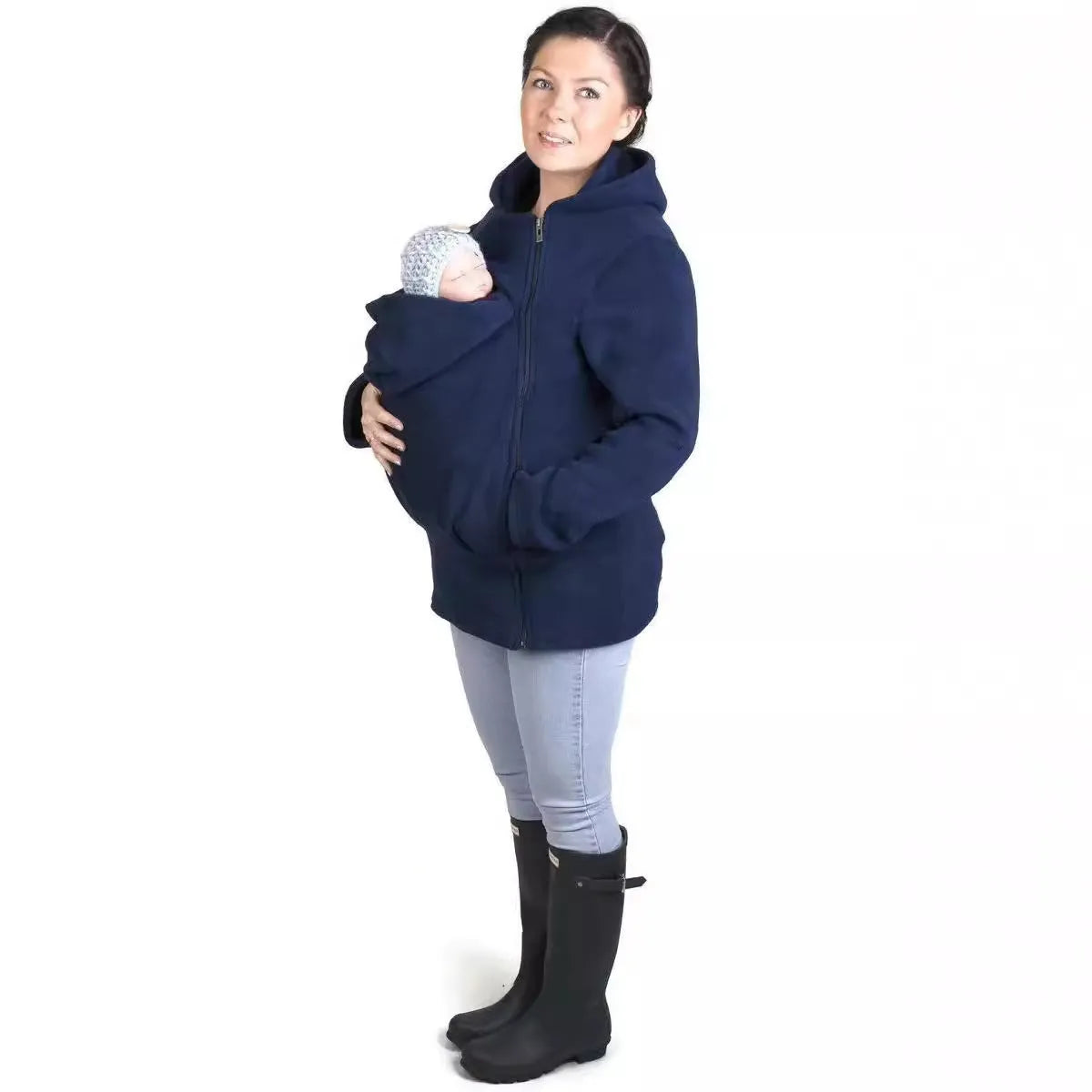 Women's red polar fleece loose fit sweater with long sleeves for autumn winter wear