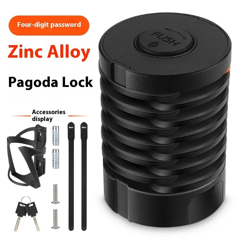 Bicycle water bottle cage anti-theft password fliplock in black colour with zinc alloy and steel construction