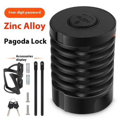 Bicycle water bottle cage anti-theft password fliplock in black colour with zinc alloy and steel construction