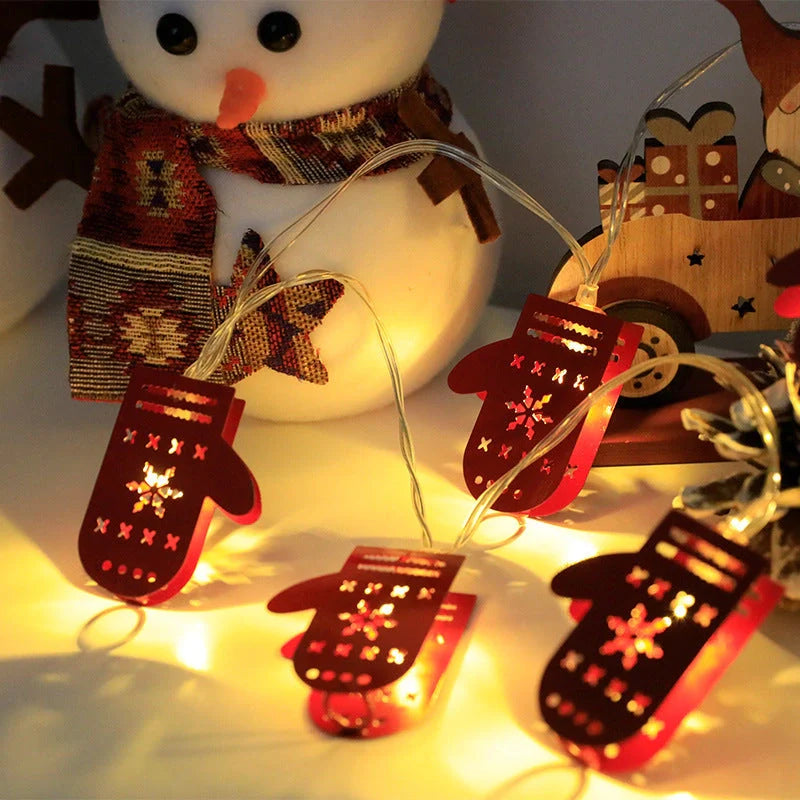 Christmas LED light string with Santa Claus, elk, and snowman ornaments for festive holiday decor