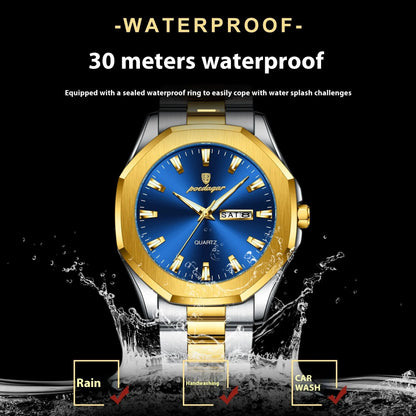 Men's steel strap quartz business watch with 9mm thickness in multiple colour options