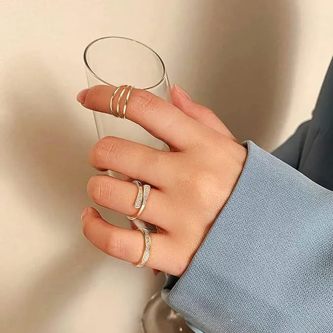Geometric toe ring with 14K gold plating in rhinestone, water drop, golden diamonds, or golden flowers colours