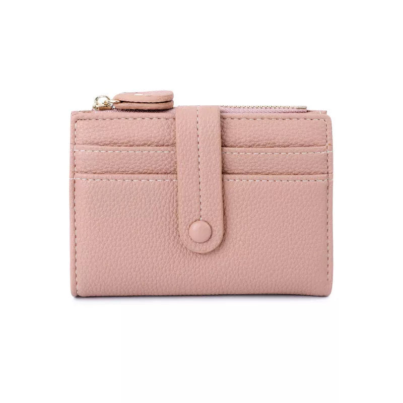 PU leather women's short wallet with coin purse in multiple colors