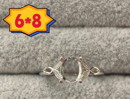 Oval open mouth copper ring with 6x8mm stone and five-pointed star ornament in Korean style.