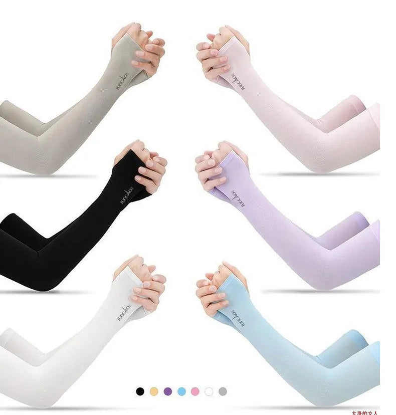 Viscose fibre driving sun sleeves in multiple colours showing open finger design