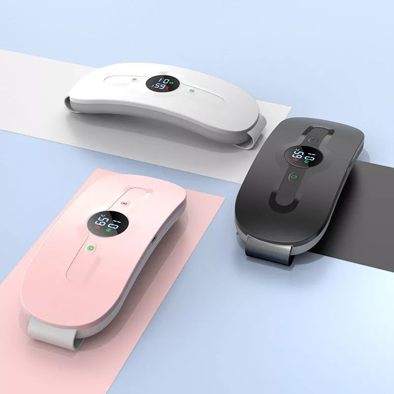 Stomach Band Vibratory Heating Massager with digital display and adjustable settings