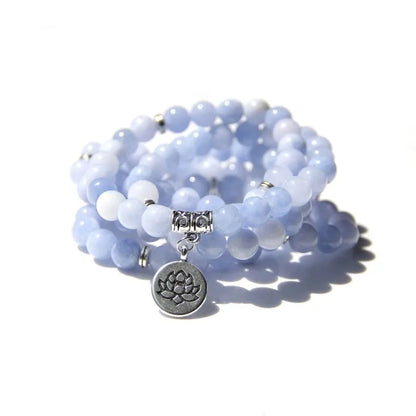 Natural stone women's bracelet with lotus design in a vintage geometric shape.
