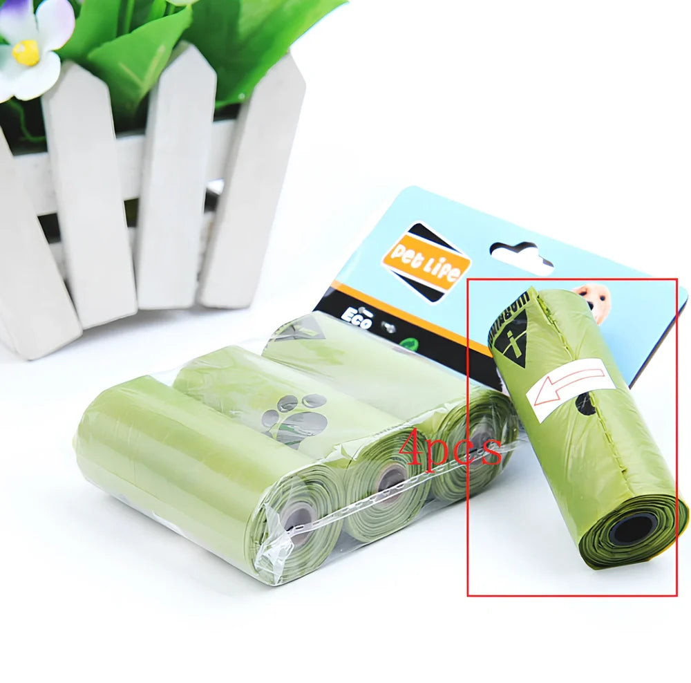 Pack of green solid colour pet waste bags in 20PCS quantity for dog and cat poop pickup