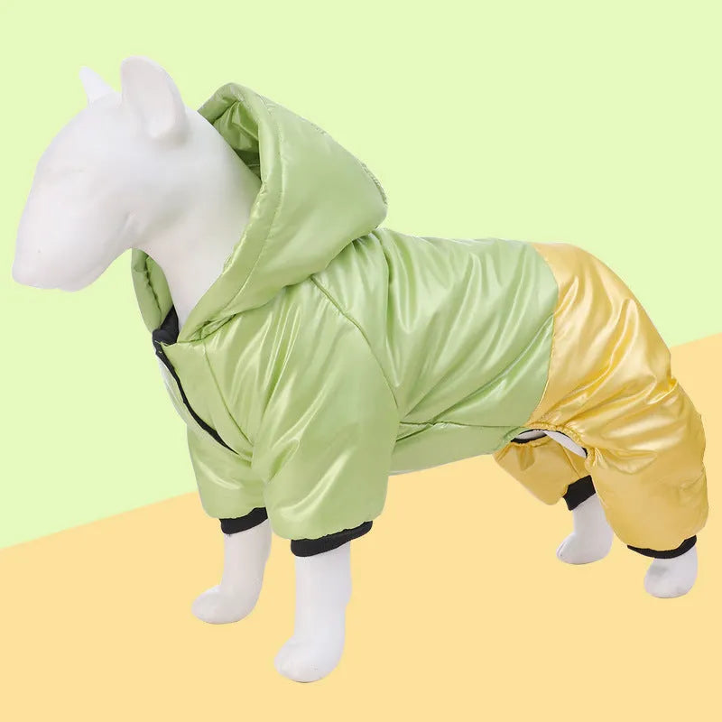 Green pink or white waterproof windproof dog cotton coat in casual four-legged design