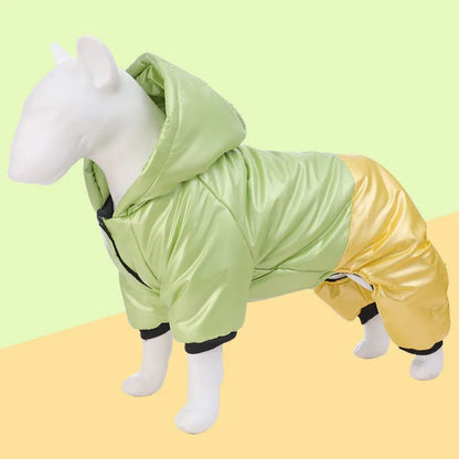 Green pink or white waterproof windproof dog cotton coat in casual four-legged design