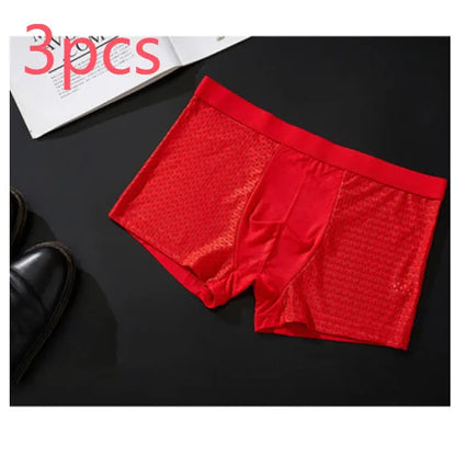 Men's modal boxer briefs with U convex design in dark blue colour showing breathable fabric texture
