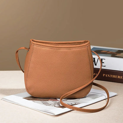 Genuine leather cowhide messenger bag for women in square vertical shape with organised internal compartments