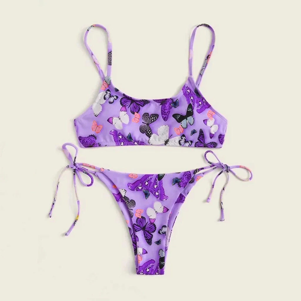 Summer flowers print push-up bikini in various colors for beach wear