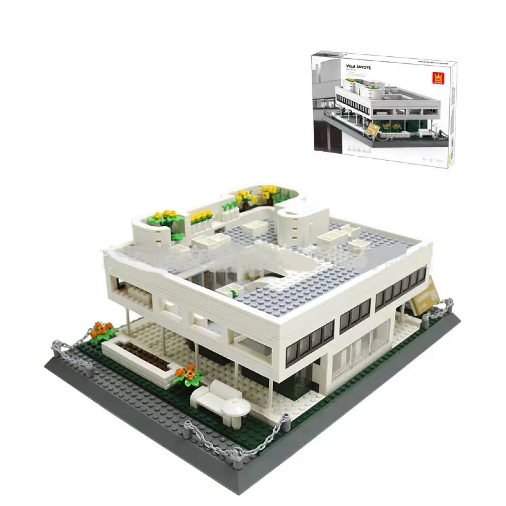 Wange building block set with 800+ ABS plastic pieces for constructing architectural landmark models