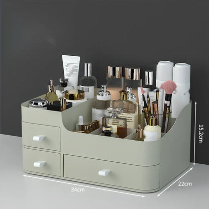 Rectangular toiletries organiser in white with Nordic design on wooden desktop