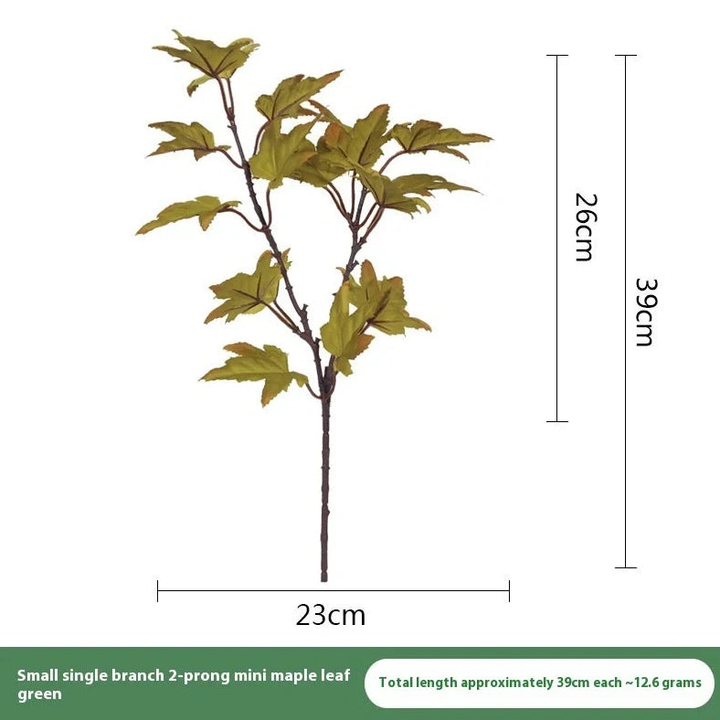 Four-colour maple leaf indoor flower decoration with autumn brown, orange, green, and yellow screen-printed leaves measuring 39cm tall