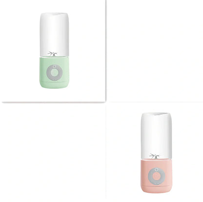 Compact USB automatic juicer in green colour measuring 7cm wide with 19.5cm height