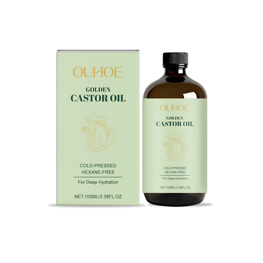 Golden castor oil facial skincare treatment in 100ml bottle with jojoba and vitamin E