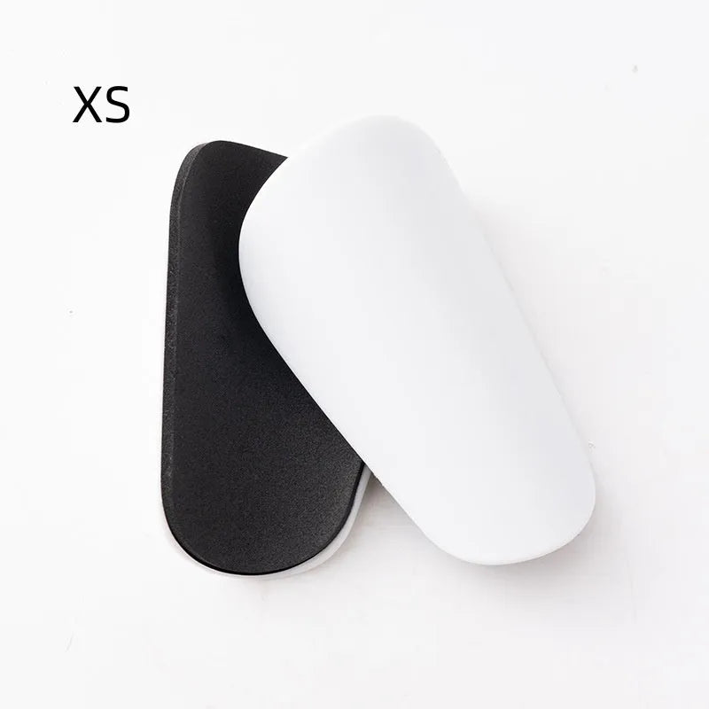 PU mini shin guards for football and running sports in black and blue colours
