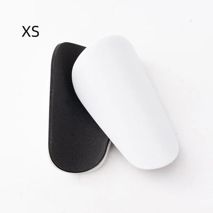 PU mini shin guards for football and running sports in black and blue colours