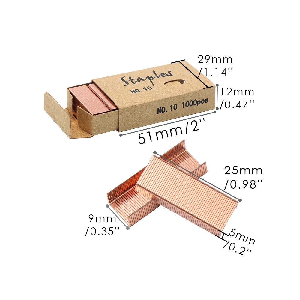 Box of 1000 metal staples in black, purple, rose gold, and rose red colour options