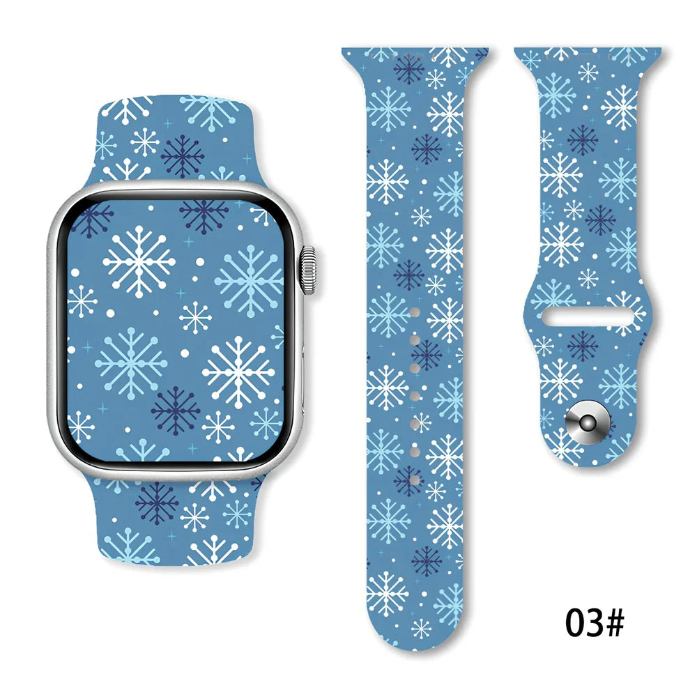 Christmas silicone watch strap in solid colours fitting 38-49mm watches with 30 colour options