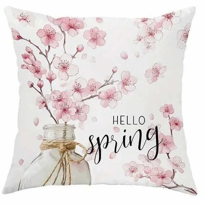45cm square cherry blossom pattern velvet cushion cover in four colour options for sofa decoration