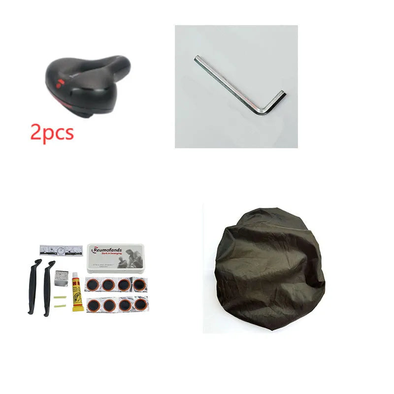 Bicycle cushion with thickened silicone saddle, spring suspension, and PU leather surface on bicycle seat post
