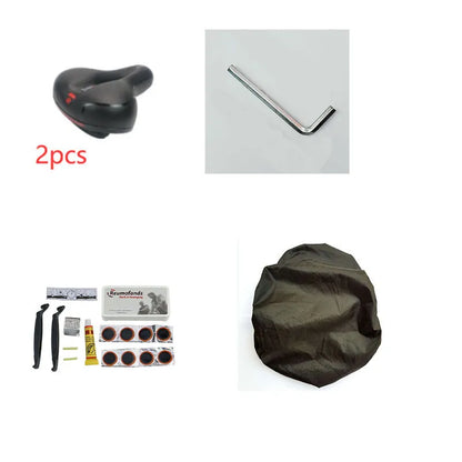Bicycle cushion with thickened silicone saddle, spring suspension, and PU leather surface on bicycle seat post