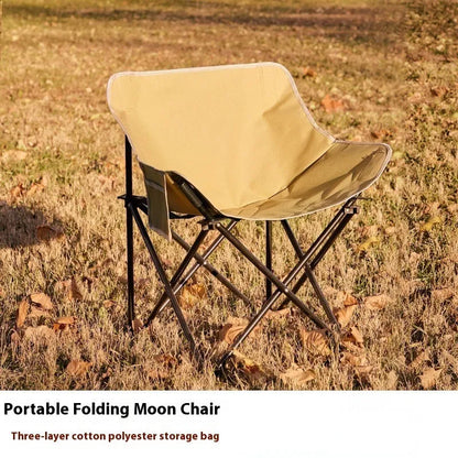 Portable folding camping chair with steel frame and Oxford fabric in outdoor setting