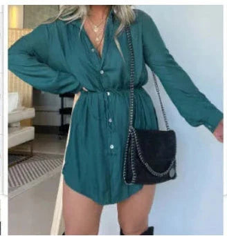 Stylish and comfortable long sleeve jumpsuit dress for women in a variety of vibrant colors