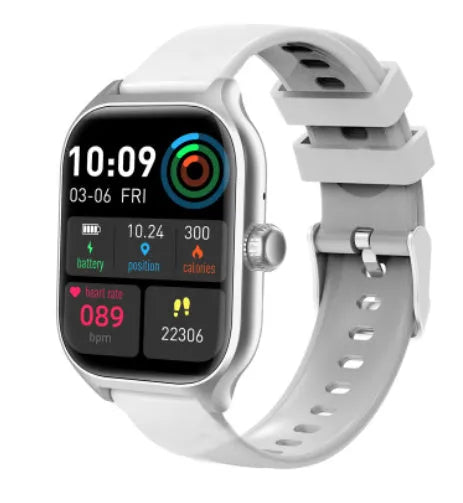 Black Bluetooth smart watch with full touch screen TFT display and silicone strap for heart rate and activity tracking